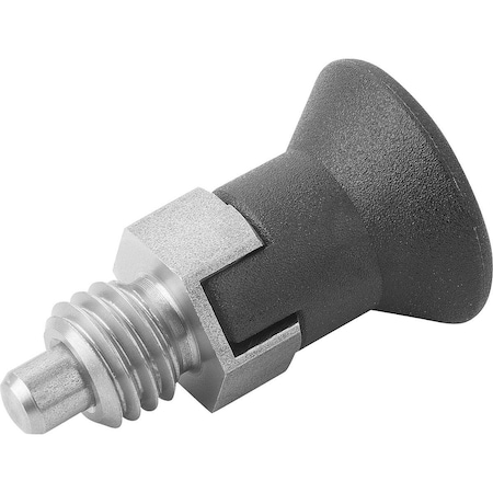 Kipp Indexing Plunger Eco Short Vers Size:0 D1=M08, D=4, Form:C, Stainless Not Hardened, Comp: Plastic K0748.13004080